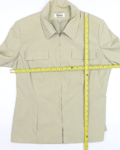 Melrose Women Beige Size 14 Zip Up Lined Basic Jacket