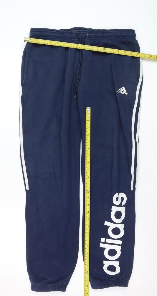 Adidas Men’s Blue L Jogger Sweatpants with Side Stripes