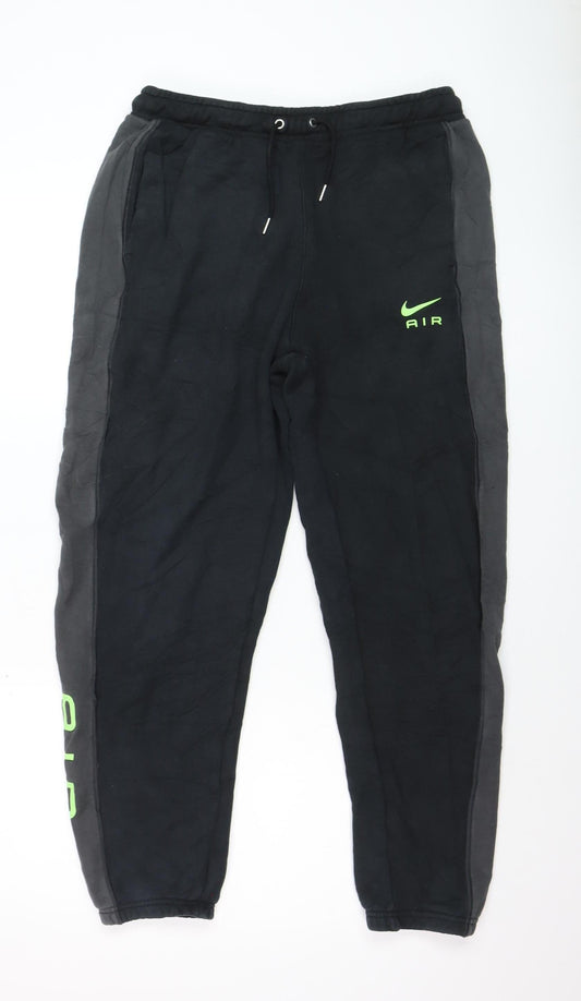 Nike Men Black Jogger Sweatpants L Fleece Lined Athleticwear