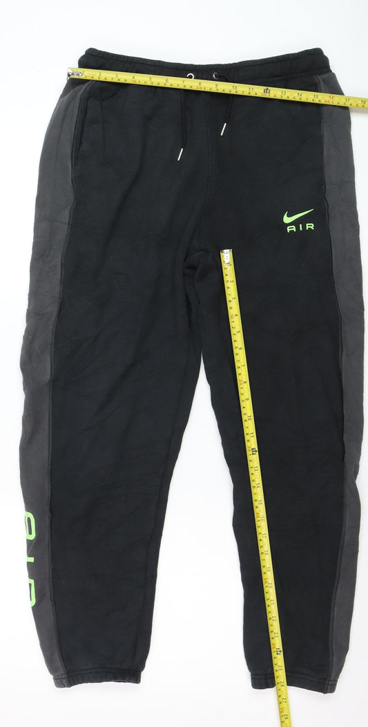 Nike Men Black Jogger Sweatpants L Fleece Lined Athleticwear