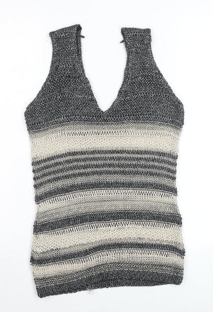 Next Women’s Multicoloured Knit Striped V-Neck Tank Top Size 8