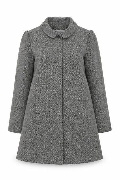 Reed Krakoff Womens Grey Wool Blend Tweed Overcoat Size 12