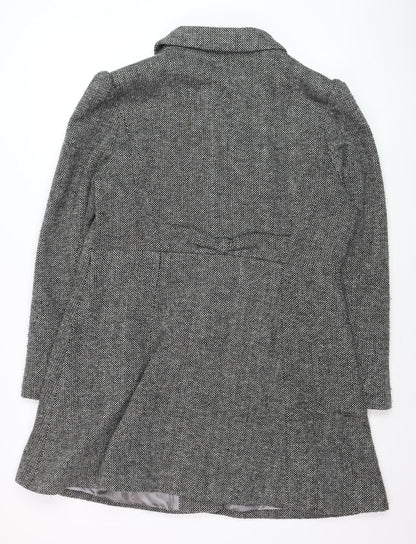 Reed Krakoff Womens Grey Wool Blend Tweed Overcoat Size 12