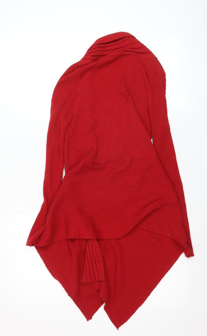Marks and Spencer Women’s Red Ribbed Knit Open Cardigan Size 10