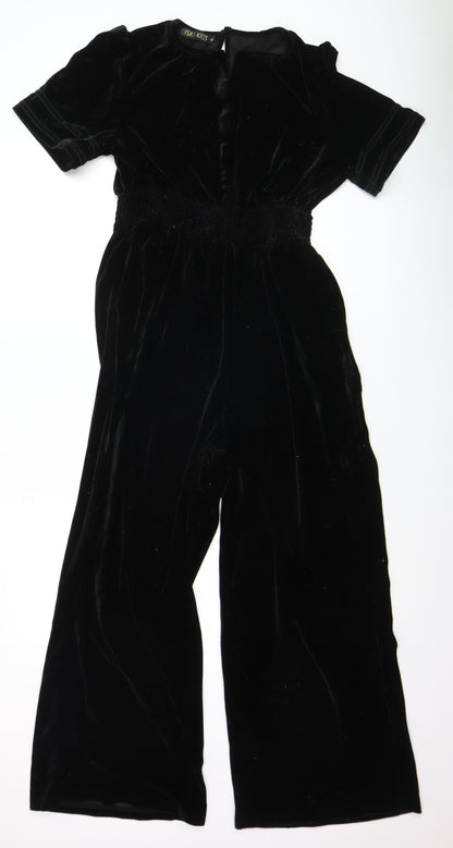 Disco Kids Girls Black Velvet Jumpsuit Short Sleeve Size M Partywear