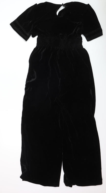 Disco Kids Girls Black Velvet Jumpsuit Short Sleeve Size M Partywear
