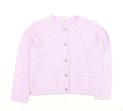 Marks and Spencer Women's Purple M Cardigan Knit Crew Neck