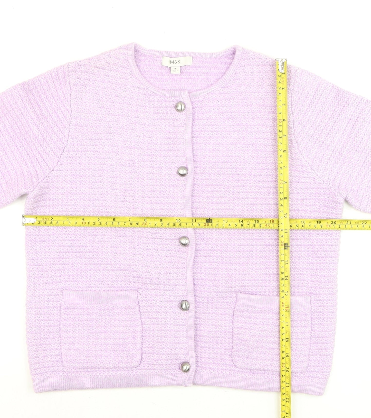 Marks and Spencer Women's Purple M Cardigan Knit Crew Neck