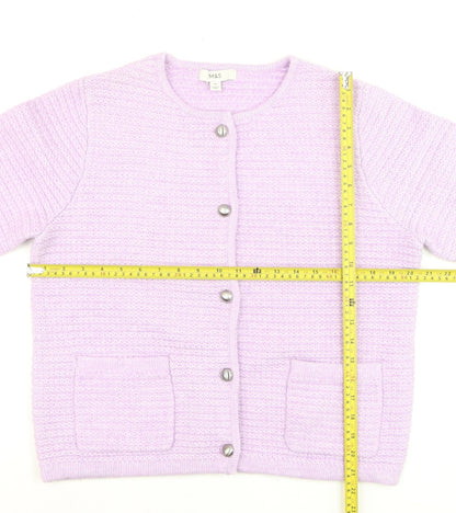 Marks and Spencer Women's Purple M Cardigan Knit Crew Neck