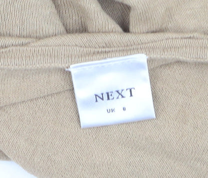 Next Women's Beige Linen Blend Puff Sleeve Blouse UK 8