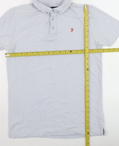 Farah Jeans Boys Blue Polo Shirt 14-15 Years Short Sleeve Cotton Blend
