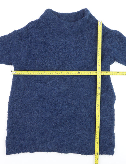 Seasalt Cornwall Women’s Blue Wool Blend High Neck Jumper Size 10
