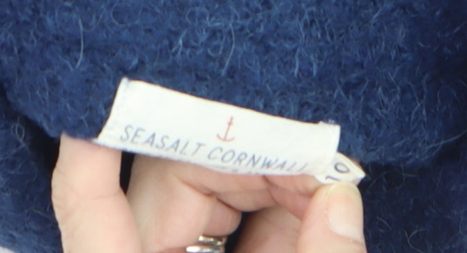 Seasalt Cornwall Women’s Blue Wool Blend High Neck Jumper Size 10