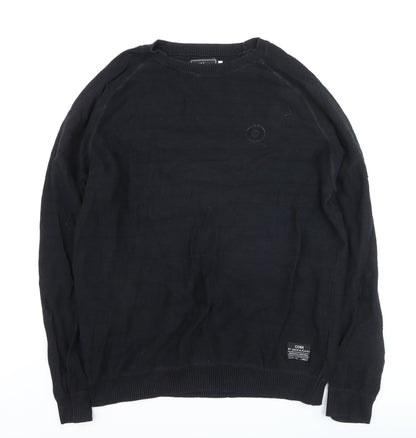 Jack & Jones Men’s Black Cotton Crew Neck Jumper Size L