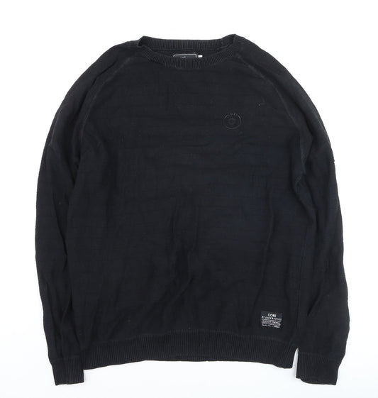 Jack & Jones Men’s Black Cotton Crew Neck Jumper Size L