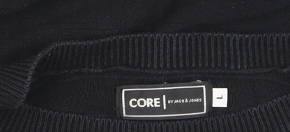 Jack & Jones Men’s Black Cotton Crew Neck Jumper Size L