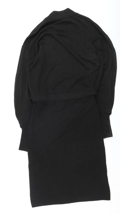 InWear Women’s Black Knit High Neck Long Sleeve Knee Length Sweater Dress L