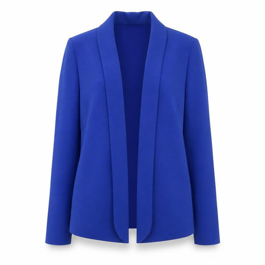 Jaeger Women's Blue Shawl Collar Open Front Blazer UK 10 Polyester