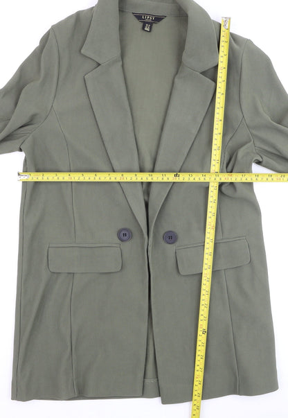 Lipsy Women Green Double-Breasted Blazer UK 12 Regular Fit