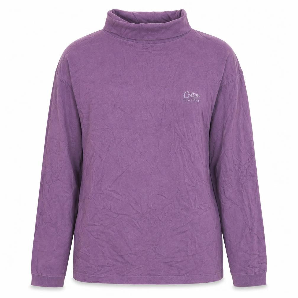Cotton Traders Women Purple Roll Neck Long Sleeve Cotton Jumper S