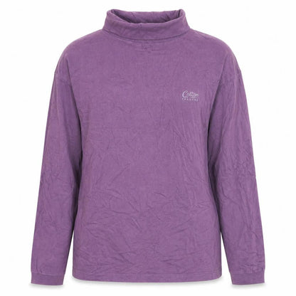 Cotton Traders Women Purple Roll Neck Long Sleeve Cotton Jumper S