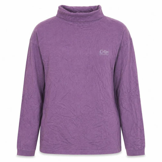 Cotton Traders Women Purple Roll Neck Long Sleeve Cotton Jumper S