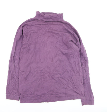 Cotton Traders Women Purple Roll Neck Long Sleeve Cotton Jumper S