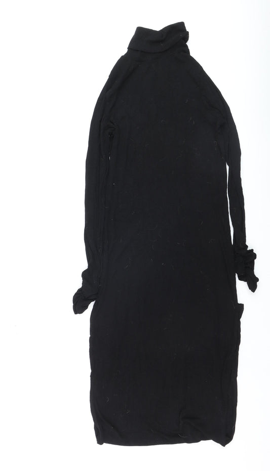 ASOS Women’s Black Roll Neck Long Sleeve Bodycon Midi Dress Size 12