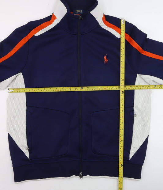 Polo Ralph Lauren Men's Blue XL Track Jacket with Colourblock Design