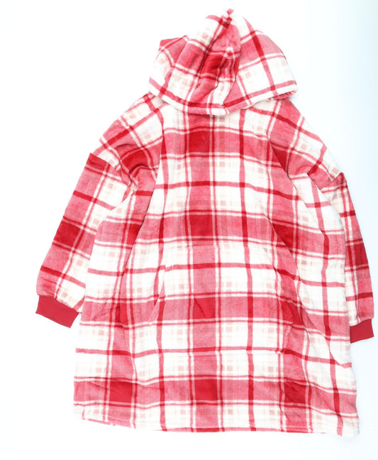 Marks and Spencer Girls Red Check Fleece Hooded Robe 13-14 Years