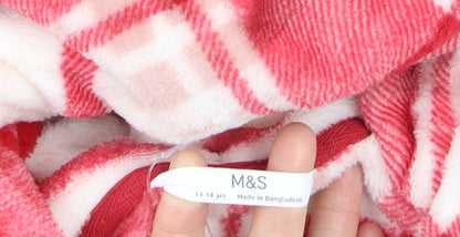 Marks and Spencer Girls Red Check Fleece Hooded Robe 13-14 Years