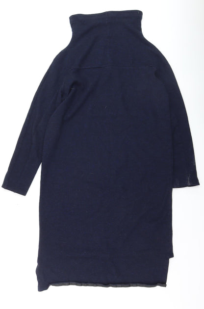 Sweaty Betty Women’s Blue Knit Jumper Dress M High Neck Long Sleeve