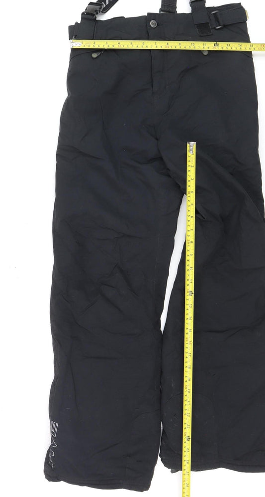 Five Seasons Boys Black 16 Years Waterproof Ski Salopettes with Adjustable Straps