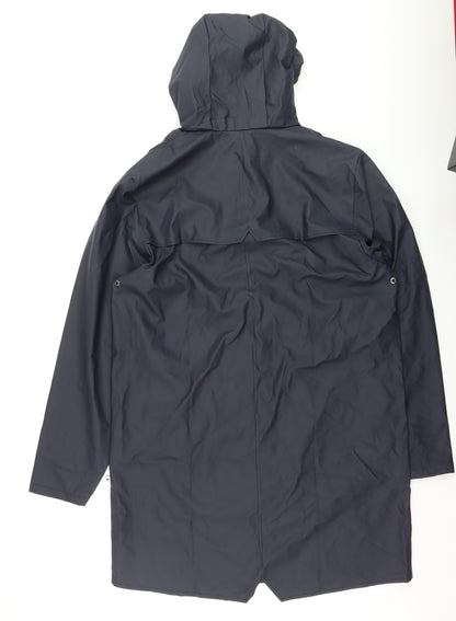 Rains Women's Navy Long Waterproof Rain Coat Jacket L