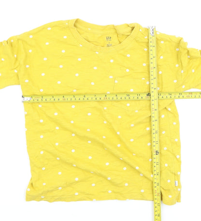 GAP Kids Girls Yellow Polka Dot Long Sleeve Cotton T-Shirt - Size M