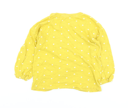 GAP Kids Girls Yellow Polka Dot Long Sleeve Cotton T-Shirt - Size M