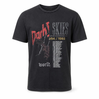 Front view of Topman Men's Black XS Graphic Rock Tour T-Shirt Retro Cotton