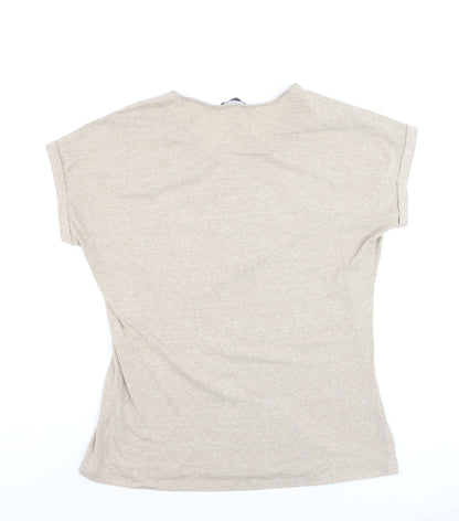 Marks and Spencer Womens Beige Embroidered T-Shirt UK 14