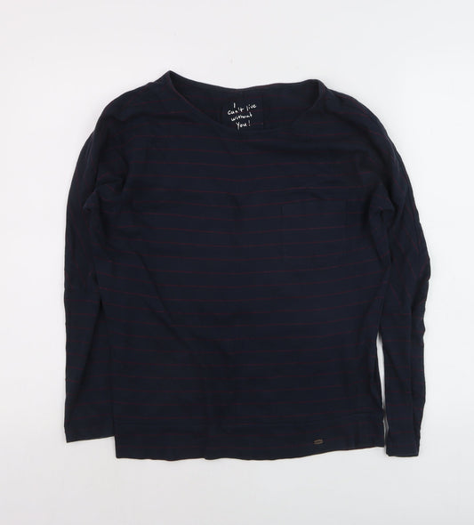 O'Neill Women's Blue Striped Long Sleeve Cotton T-Shirt XS