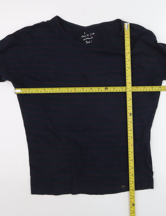 O'Neill Women's Blue Striped Long Sleeve Cotton T-Shirt XS