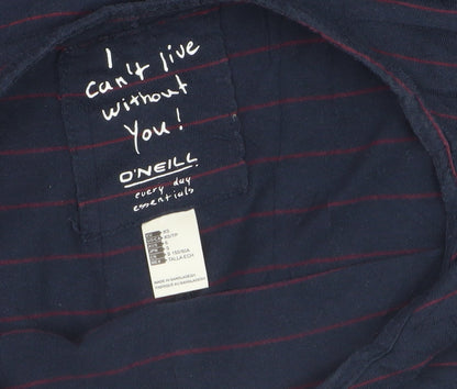 O'Neill Women's Blue Striped Long Sleeve Cotton T-Shirt XS