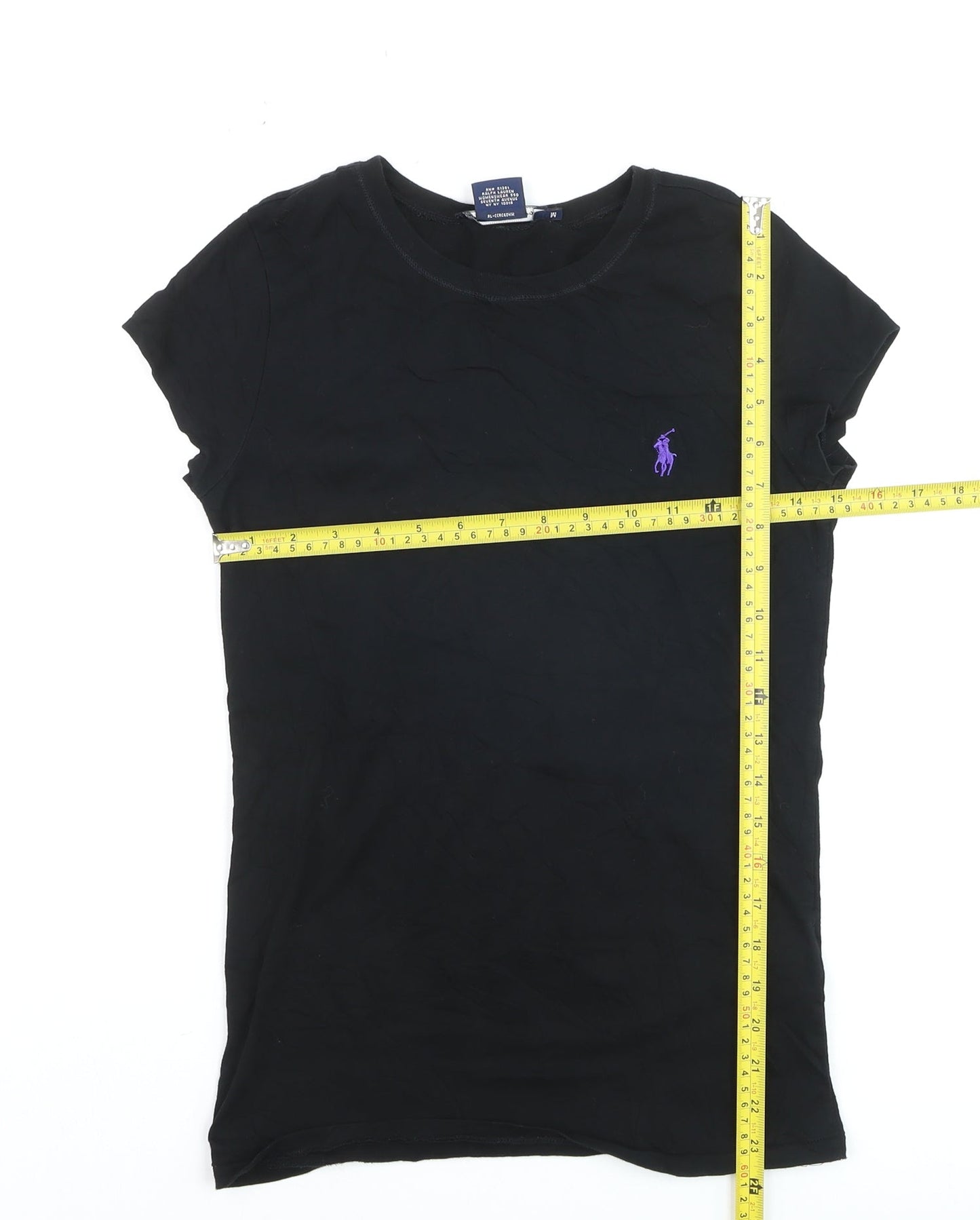 Ralph Lauren Men Black M Slim Fit Embroidered Logo Cotton T-Shirt