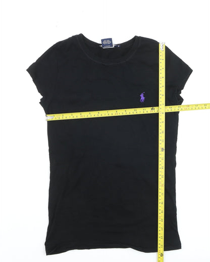 Ralph Lauren Men Black M Slim Fit Embroidered Logo Cotton T-Shirt