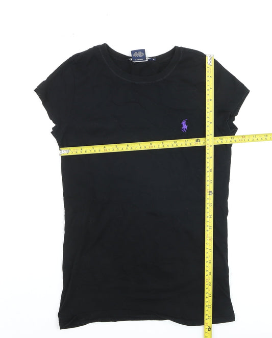 Ralph Lauren Men Black M Slim Fit Embroidered Logo Cotton T-Shirt