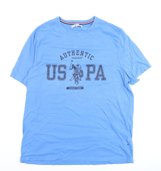 U.S. Polo Assn. Men's Blue Crew Neck Graphic T-Shirt XXL Cotton