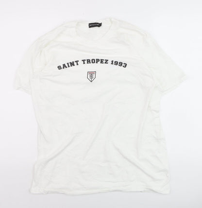 PrettyLittleThing Men's White Saint Tropez 1993 Regular Fit T-Shirt M