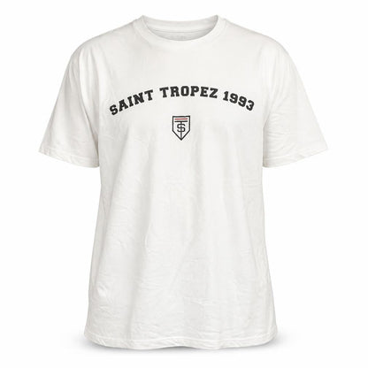 PRETTYLITTLETHING Men's White Saint Tropez 1993 Regular Fit T-Shirt M