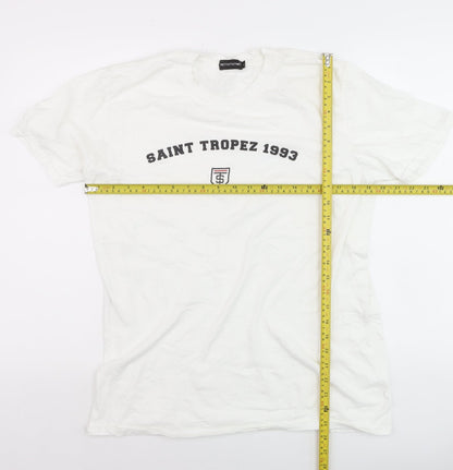 PrettyLittleThing Men's White Saint Tropez 1993 Regular Fit T-Shirt M