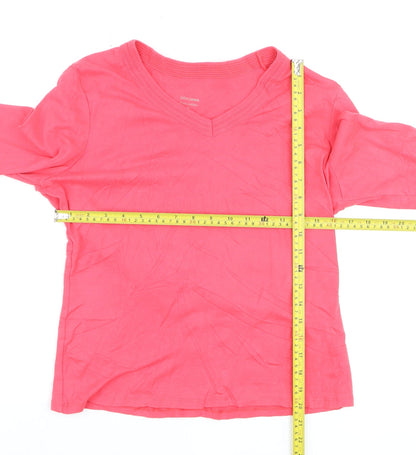 John Lewis Womens Pink V-Neck 3/4 Sleeve Cotton T-Shirt Size 16