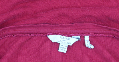 FatFace Women’s Red Long Sleeve Button Scoop Neck Cotton T-Shirt UK 10